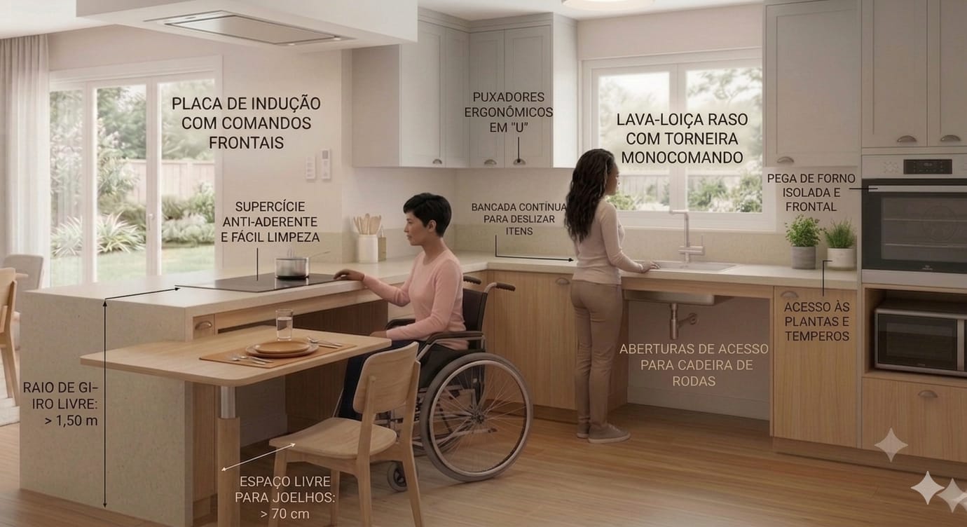 Visão geral das adaptações de acessibilidade para cada divisão