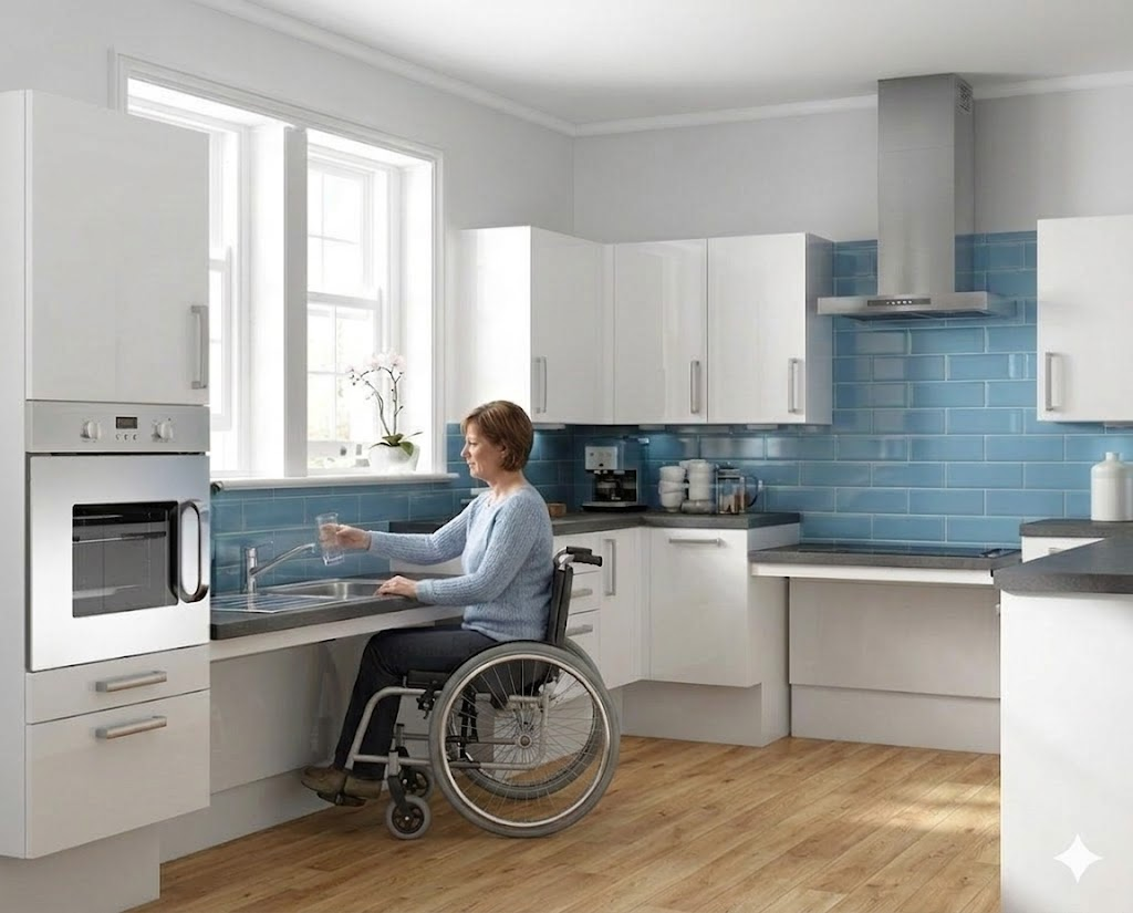 Cozinha Acessível com Backsplash Azul